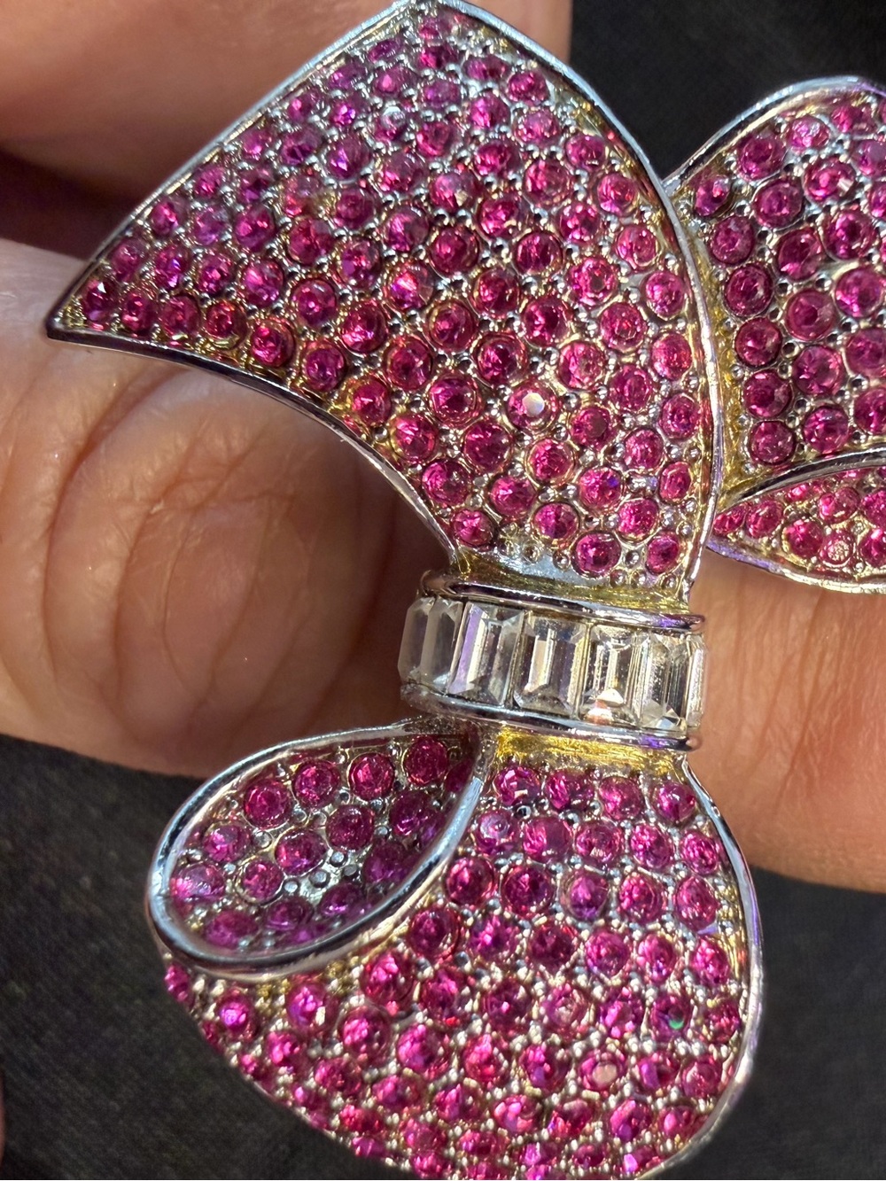 Park Lane HOPE Ring Size 8 Pink Crystal Bow Breast Cancer Awareness